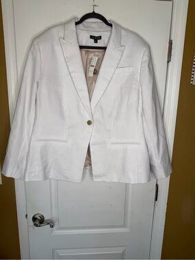 NWT J. Crew Single-Breasted Classic Tailored White Blazer W/One Button. Size 24